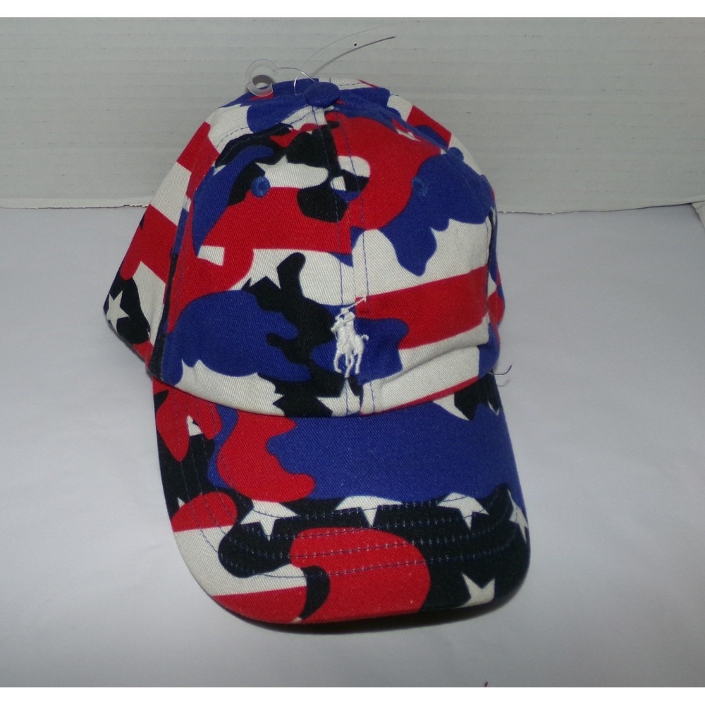 Polo Ralph Lauren Mens Americana Camo Star Stripe Baseball Hat Red White Blue OS